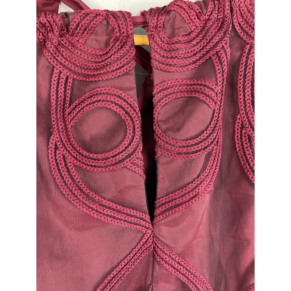 Trina Turk Burgundy Red Silk Embroidered Sleeveless Halter‎ Mini Dress Size XS - Picture 5 of 10